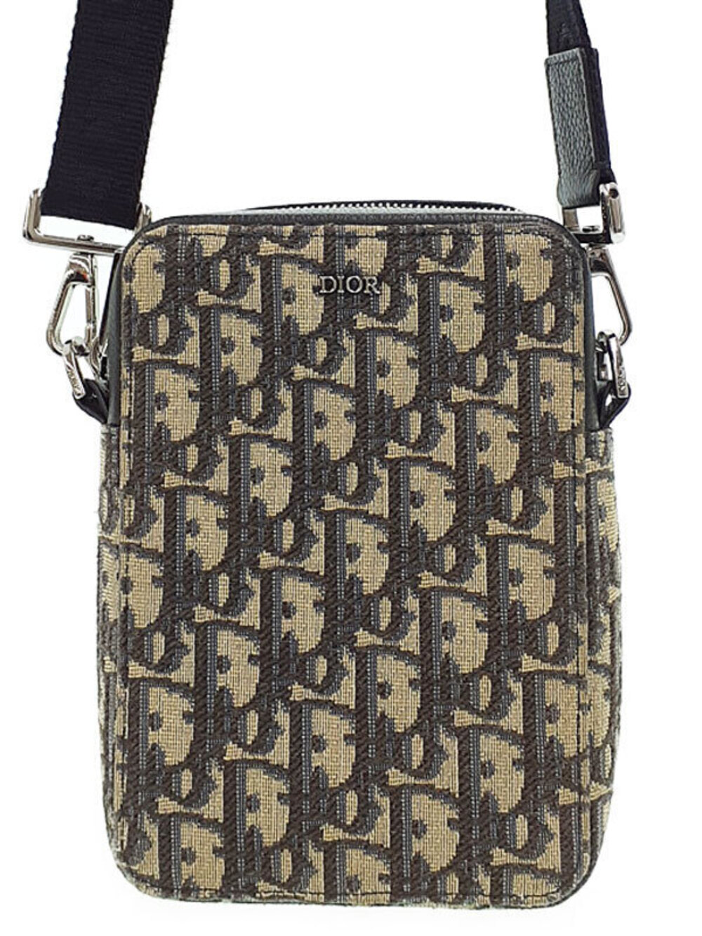 Christian Dior Oblique Jaquard Crossbody Bag Beige Cream Blue